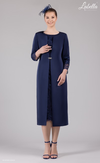 Navy embroidered Lace Dress & Jacket