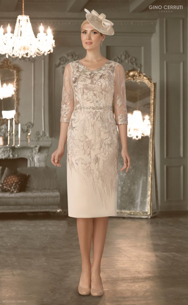 Champagne Lace Applique Dress 