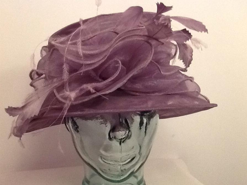 Purple Ruffle Feather Hat