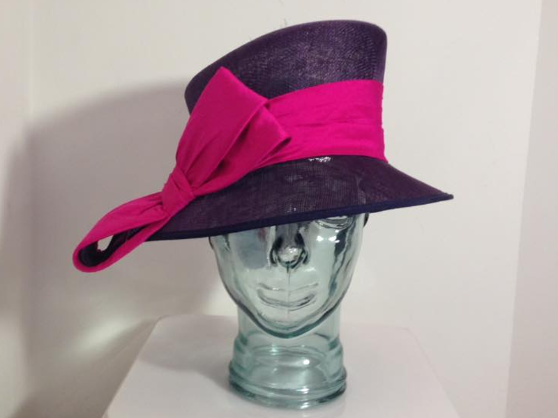 Purple & Fuchsia Silk Bow Hat