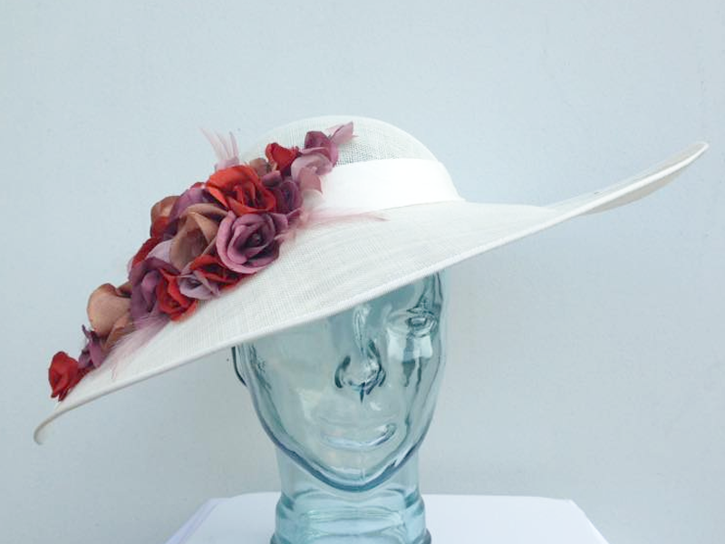 Hat 1846 Ivory and Silk Flowers