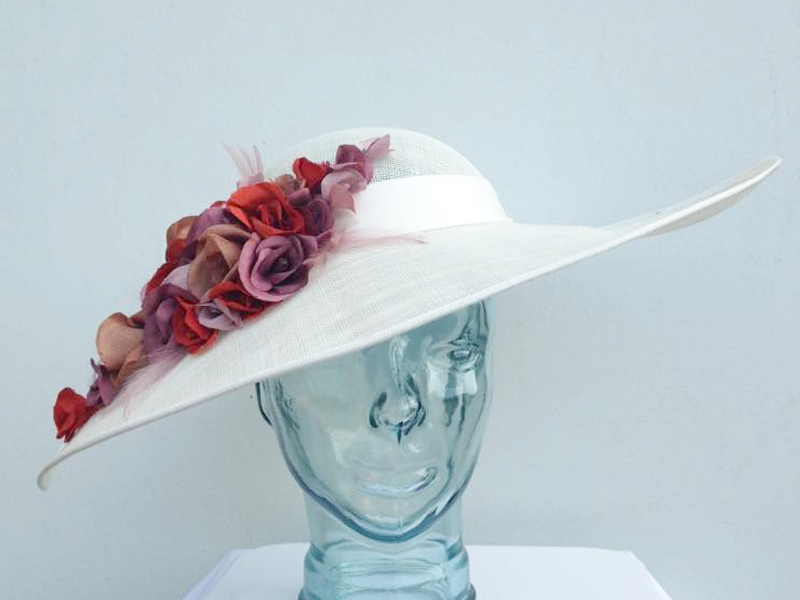  Ivory Hatinator with Autumn Silk Flowers