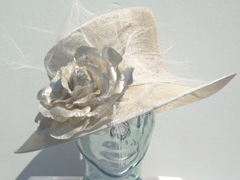 Natural Silver Gold Large Rose Hat