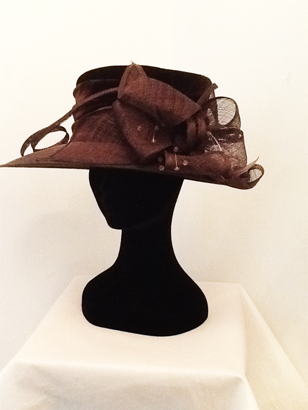 Hat 1072 Chocolate Velvet Crown Hat
