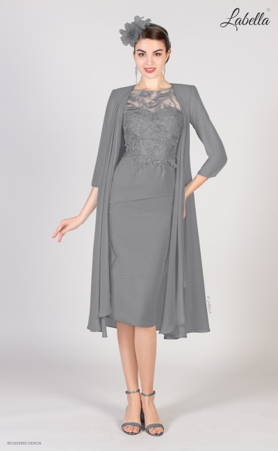 Dark Silver Chiffon Lace Dress