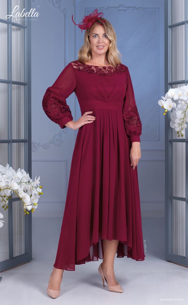 Burgundy Dip Hem Dress