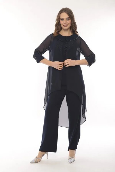 Lizabella Navy Blue Trouser suit 