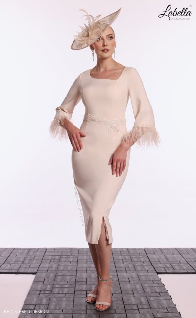 Labella by Gino Cerruti - Pink Feather Sleeve Dress