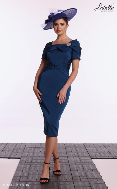 Labella by Gino Cerruti - Teal Blue, bow detail Dress